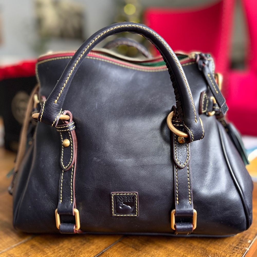 Dooney & Bourke, Florentine Satchel (Navy) REGULAR SIZE NOT MINI - Picture 6 of 14